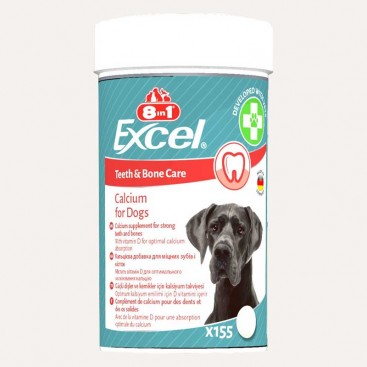 Витамины для щенков и взрослых собак для зубов и костей кальций 8in1 - Excel Calcium,155 шт