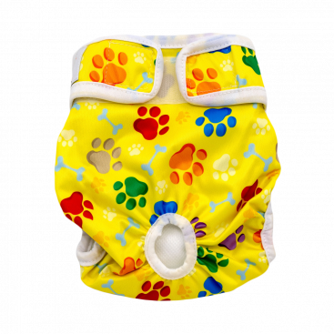 Многоразовый подгузник для собак Misoko&Co - Paws yellow, S