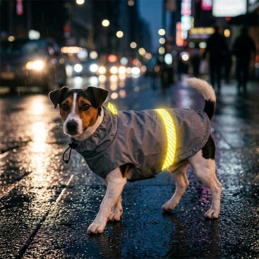 Дощовик для собак з світловідбиваючими елементами Amiplay - Glow, 40 см