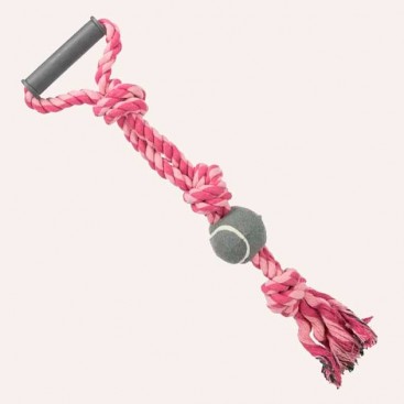 Канат плетеный с ручкой и мячом Trixie - pink, 50 см