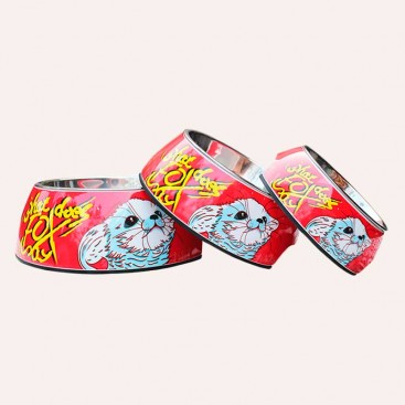 Миска для собак и кошек из нержавеющей стали Aucun - Cartoon red, 18 см