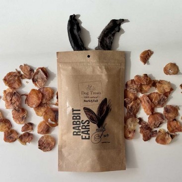 Натуральні ласощі для собак кролячі вуха Bark&Tail - Dog Treats 100 % Rabbit Ears , 5шт