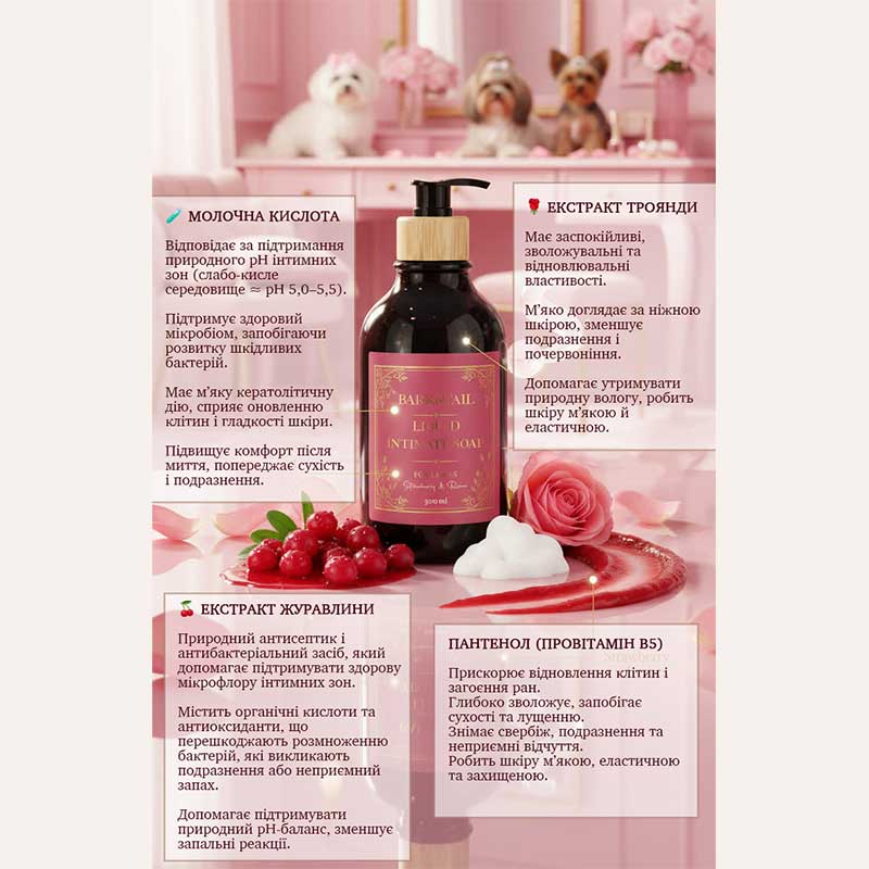 Жидкое мыло-рефиллер для интимных зон собак-девочек Bark&Tail - Intimate liquid paw soap for ladies, 500 мл