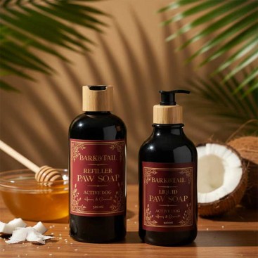 Жидкое мыло-рефиллер для лап с ароматом меда и кокоса для активных собакBark&Tail - Active Dog liquid paw soap, 500 мл