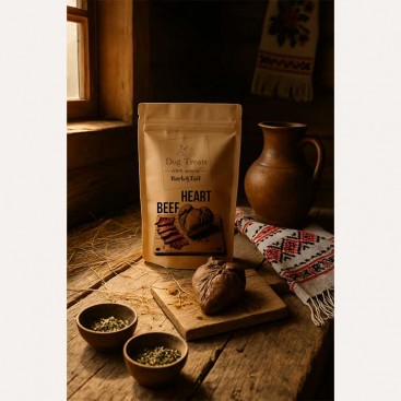 Натуральні ласощі для собак яловиче серце Bark&Tail - Dog Treats 100 % Beef Heart , 50 г