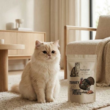 Натуральное лакомство для кошек индейка и батат Bark&Tail - Cat Treats Turkey&Sweet Potato, 50 г