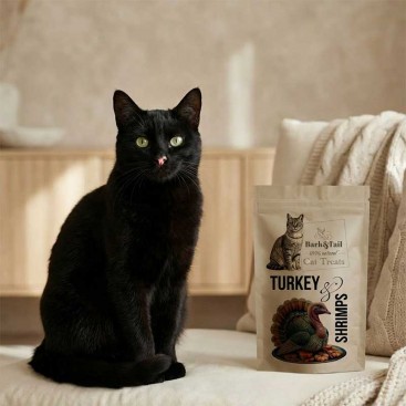 Натуральное лакомство для кошек индейка и креветка Bark&Tail - Cat Treats Turkey&Shrimps, 50 г