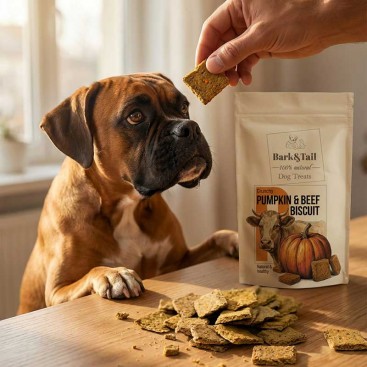 Натуральное печенье для собак говядина и тыква Bark&Tail - Cruncy Pumpkin & Beef Biscuit, 50 г