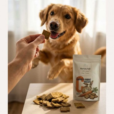 Натуральне печиво для собак кролик та морква Bark&Tail - Cruncy Carrot & Rabbit Biscuit, 50 г