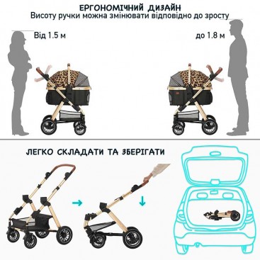 Візок для собак та котів 2 в 1 Blahoo - Leopard Stroller