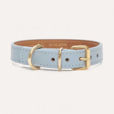 Кожаный ошейник BranniPets - Juno azul cielo, L 37.5-43.5 см, ш: 2.3 см