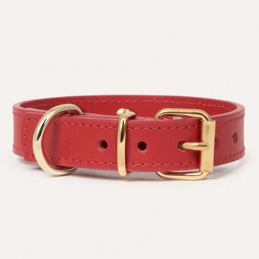 Кожаный ошейник BranniPets - Nara studded red collar, L 37,5-43,5 см, ш: 2.3 см