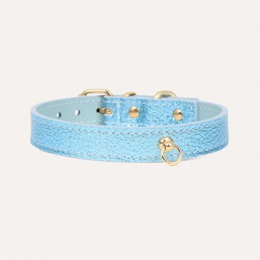 Шкіряний нашийник BranniPets - Metal Sky blue, S 26.5-32 см, ш: 1.9 см