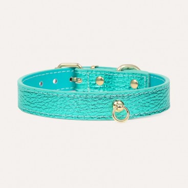 Шкіряний нашийник BranniPets - Metal Turquoise, S 26.5-32 см, ш: 1.9 см