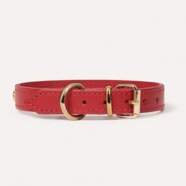 Кожаный ошейник BranniPets - Nara Toy con tachuelas rojo, XS 16-21 см, ш: 1.3 см
