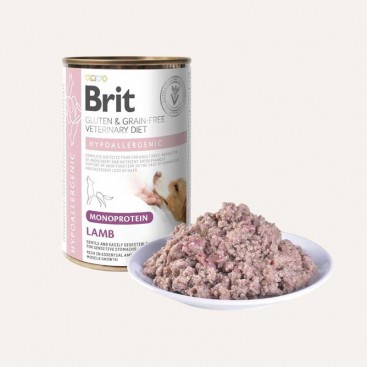 Влажный корм для собак с пищевой аллергией с ягненком Brit-Hypoallergenic Lamb,400 г