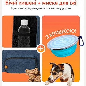 Дорожная и авиа переноска для собак и котов Cadoca - Comfort Dog Carrier 2-in-1 Dark blue, M