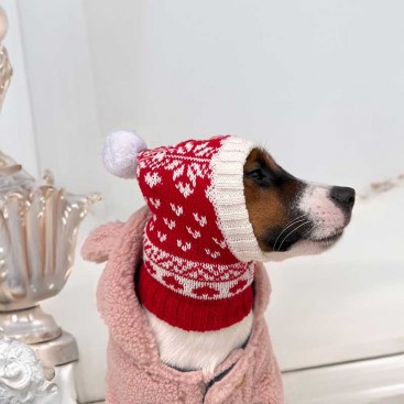 Шапка для собак Christmas - Snowflakes Red, S
