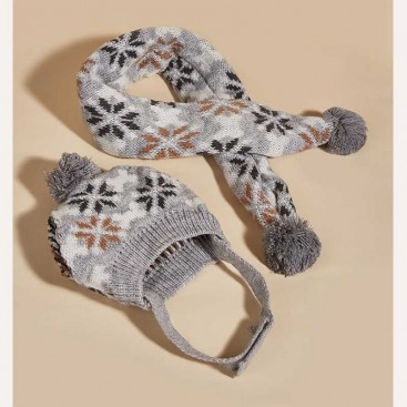 Комплект для собак шапка та шарф Christmas - Grey, M