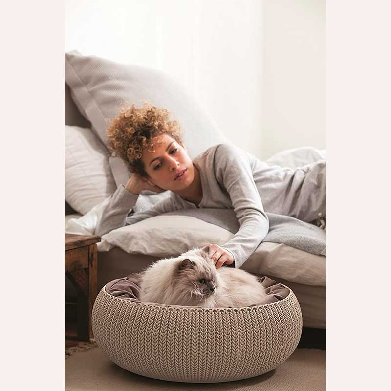 Круглий спальний кошик для собак і котів Curver - Keter, 55 x 54 x 21 см