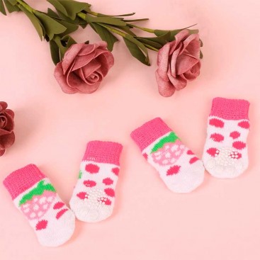 Шкарпетки білі з полуницею 4 шт - Pet Socks, S: 2,5х6 см