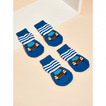 Шкарпетки сині з автівкою 4 шт. - Non-slip Dog Socks, L: 9х3,5 см