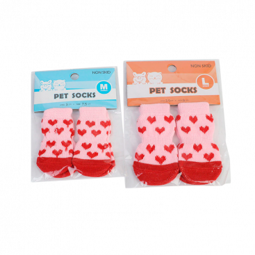 Носки розовые с сердцами Dog Socks - Hearts, L: 3,5х9 см