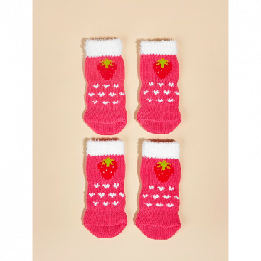 Носки розовые с клубникой 4 шт - Pet Socks, S 2,5х6 см