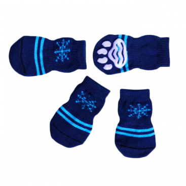 Шкарпетки темно-сині зі сніжинкою 4 шт - Pet Socks, M: 3х7.5 см