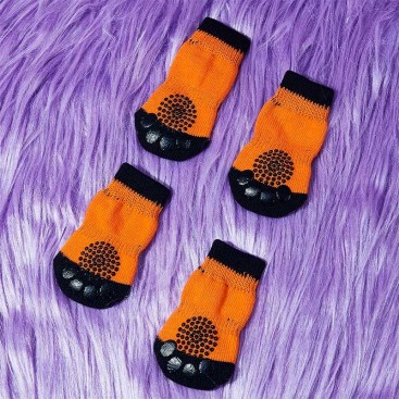 Шкарпетки жовто-помаранчеві Halloween 4 шт - Pet Socks, S: 3.5х8.9 см