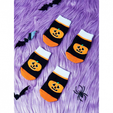 Носки с рисунком тыквы Halloween 4 шт - Pet Socks, M: 4х10.8 см