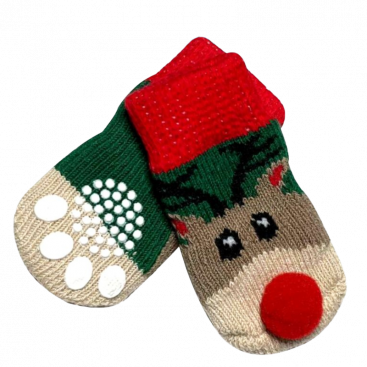 Шкарпетки для собак New Year Олень з носиком 4 шт - Pet Socks M:3x7,5 см