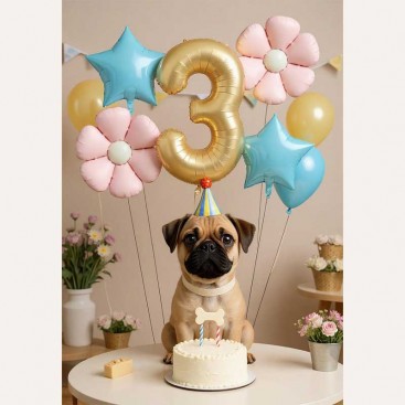 Набір з 6 кульок на третій день народження песика Fiesta - Pug 3