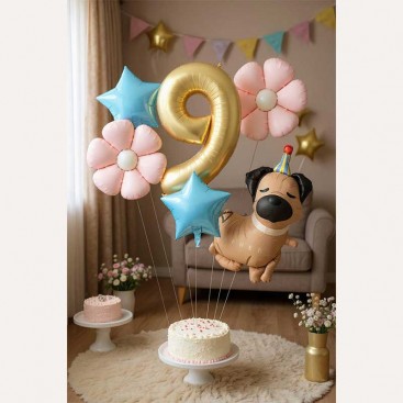 Набор из 6 шариков на первый день рождения собачки Fiesta - Pug 9