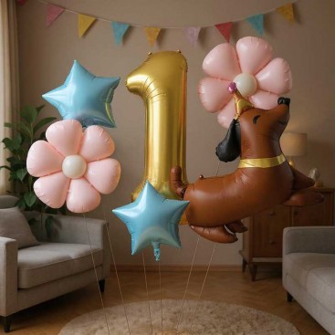 Набір з 6 кульок на перший день народження песика Fiesta - Dachshund 1