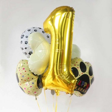 Набор из 6 шариков на первый день рождения собачки Fiesta - Gold 1