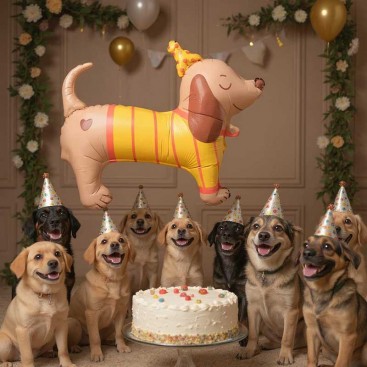 Воздушный шарик 3D на день рождения собачки Fiesta - Dog in yellow sweater