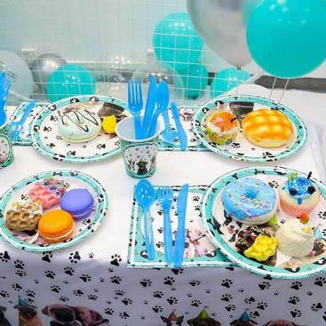 Набір одноразового посуду 48 предметів на день народження песика Fiesta - Green disposable tableware