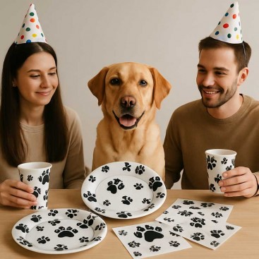 Набір одноразового посуду 60 предметів на день народження песика Fiesta - Black Paws disposable