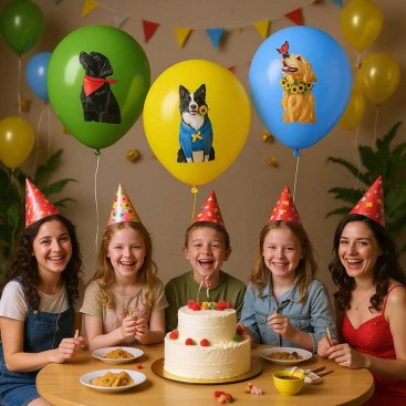Набор из 12 шариков в день рождения собачки Fiesta - Dog Birthday Sunflowers