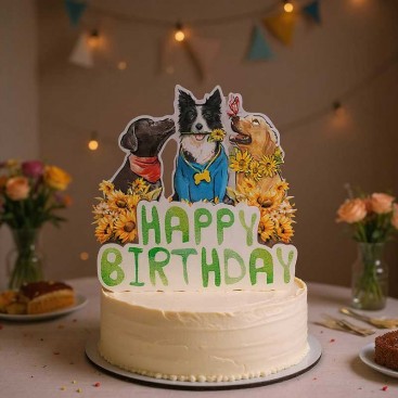 Топпер на торт на день рождения собачки Fiesta - Sunflowers Cake Topper