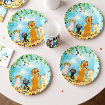 Тарелки 10 шт в день рождения собачки Fiesta - Sunflowers Plates, 23 см