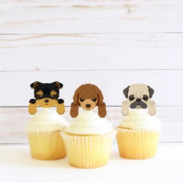 Набір топперів для тістечок на день народження песика Fiesta - Dogs Toppers, 12 шт