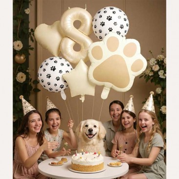 Набор из 6 шариков на восьмой день рождения собачки Fiesta - Cream Balloon