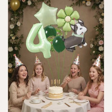 Набір з 10 кульок на четвертий день народження песика Fiesta - Green Daisy Dog