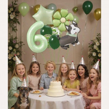 Набір з 10 кульок на шостий день народження песика Fiesta - Green Daisy Dog