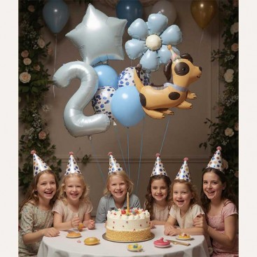 Набір з 10 3D кульок на другий день народження песика Fiesta - Blue Daisy Dog