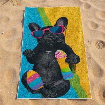 Пляжний плед - French Bulldog, 80Х160 см