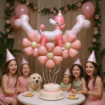 Набор из 6 шариков в День Рождения - Pink Poodle