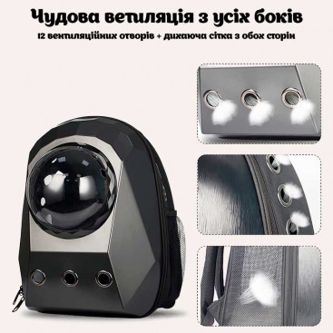 Рюкзак-переноска для животных Galatée - Transparent Pet Bag, dark grey